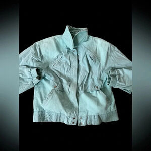 Vintage 80s 90s Andy Johns Turquoise Jacket Women Size Large